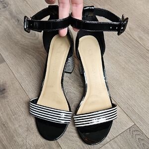 2/$20 Chinese Laundry - Black and White Striped Women's Sandals - Size 7.5